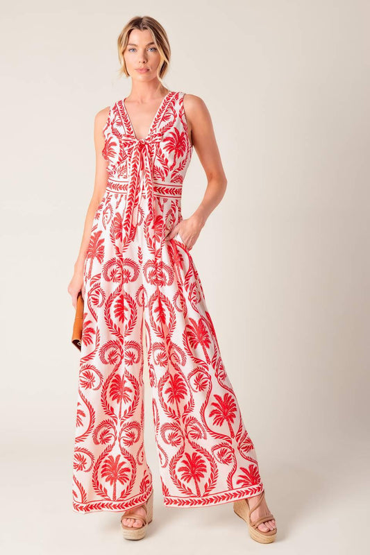 Colette Dream Red Woven Jumpsuit