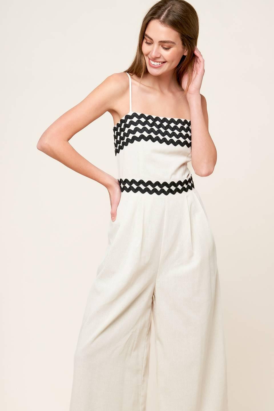 Meet at the Pier Cream Woven Jumpsuit