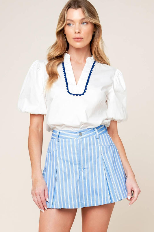 Valeria Powder Blue Woven Skort