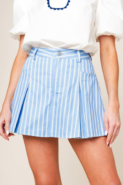 Valeria Powder Blue Woven Skort