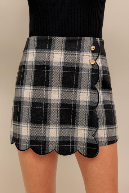 French Bell Woven Plaid Skort