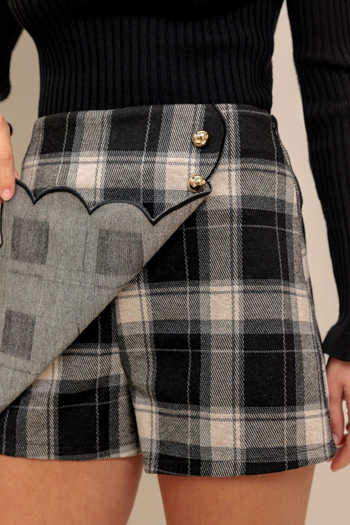 French Bell Woven Plaid Skort