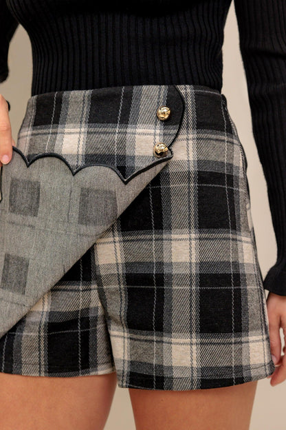 French Bell Woven Plaid Skort