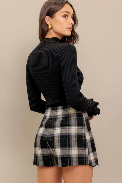 French Bell Woven Plaid Skort