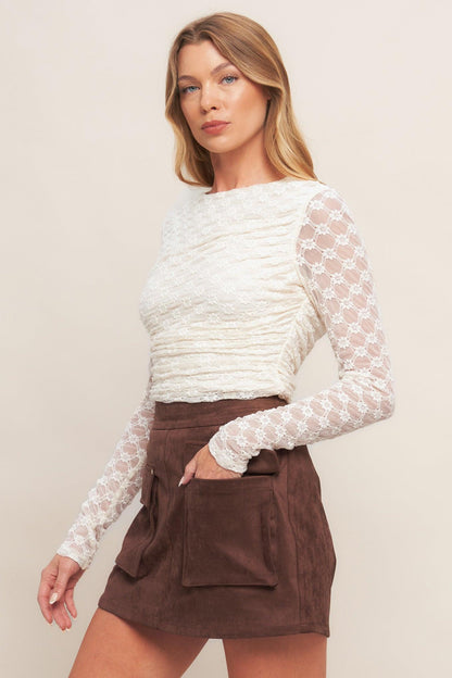 Western Romance Faux Suede Skort