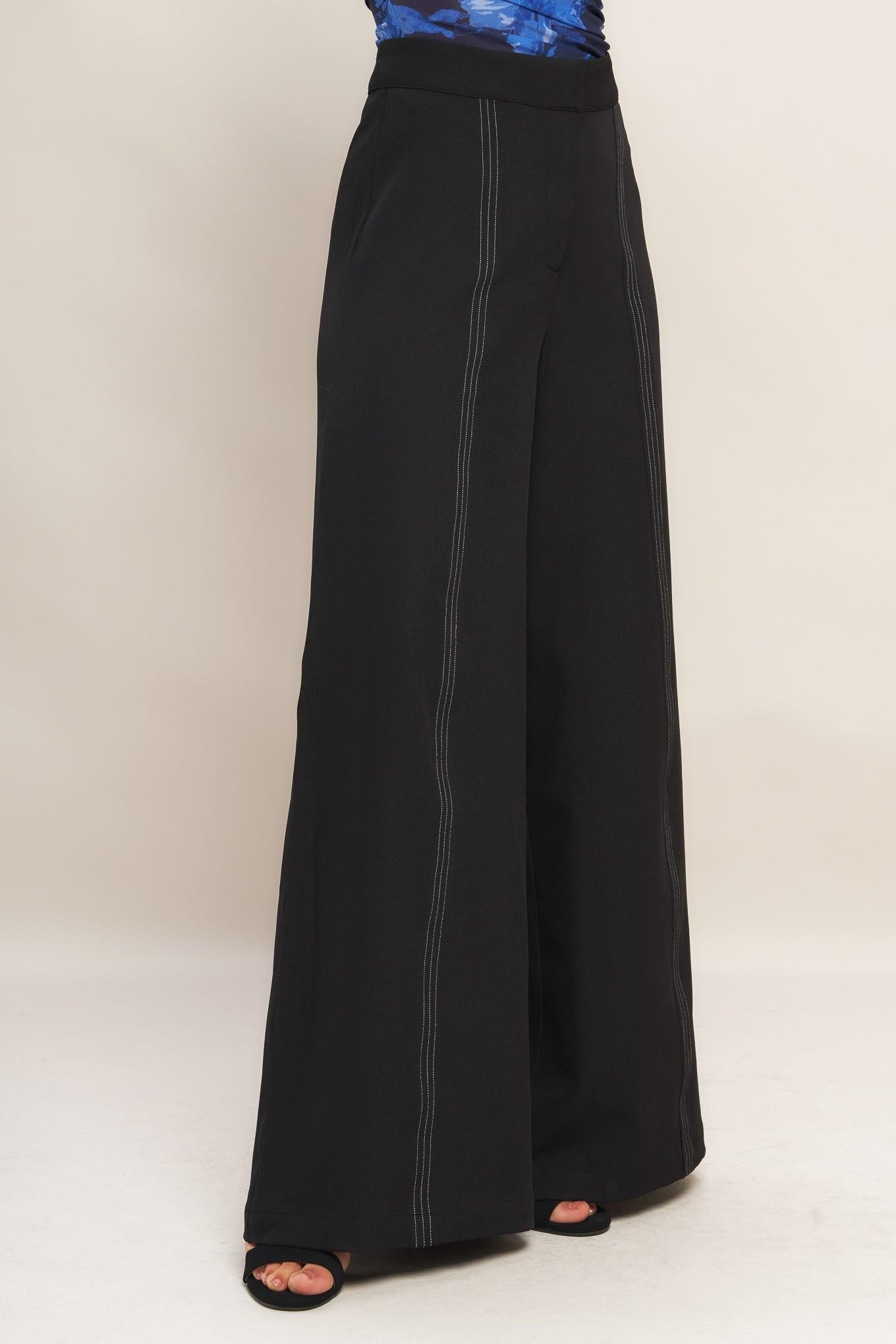 Runway Ready Black Woven Wide Leg Pants