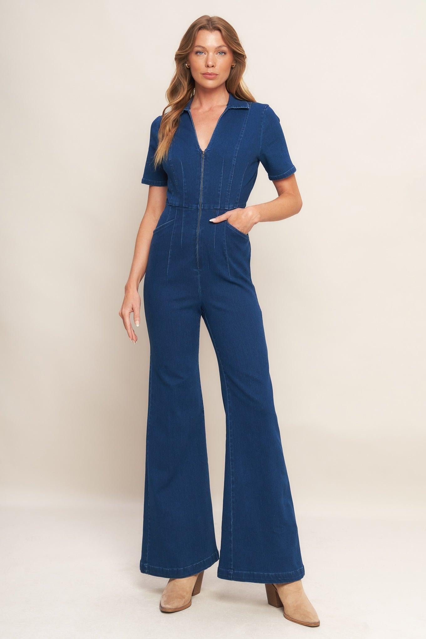 Shy Girl Medium Indigo Denim Jumpsuit