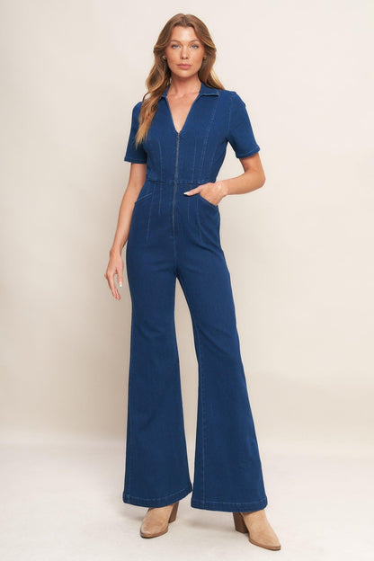 Shy Girl Medium Indigo Denim Jumpsuit