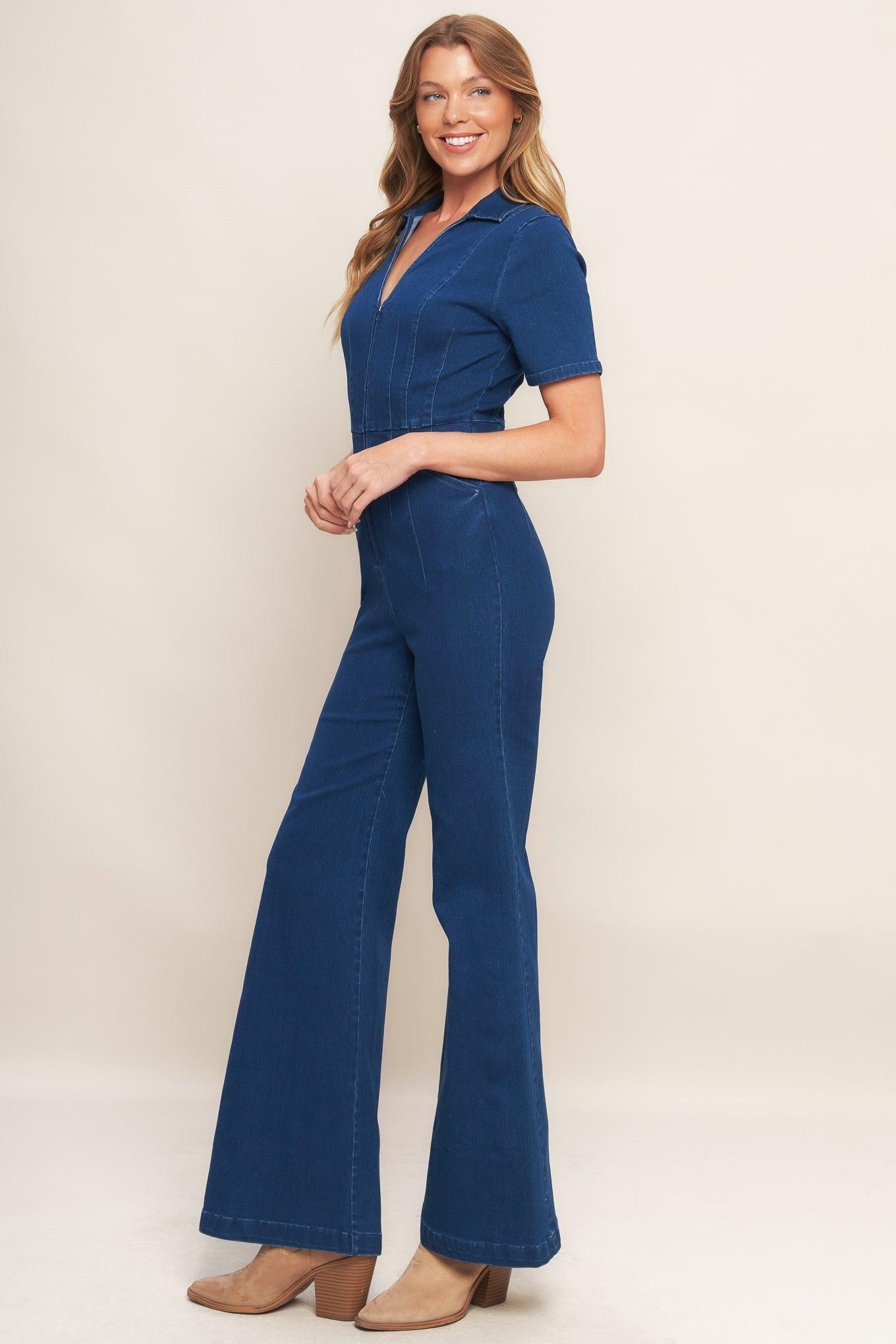 Shy Girl Medium Indigo Denim Jumpsuit