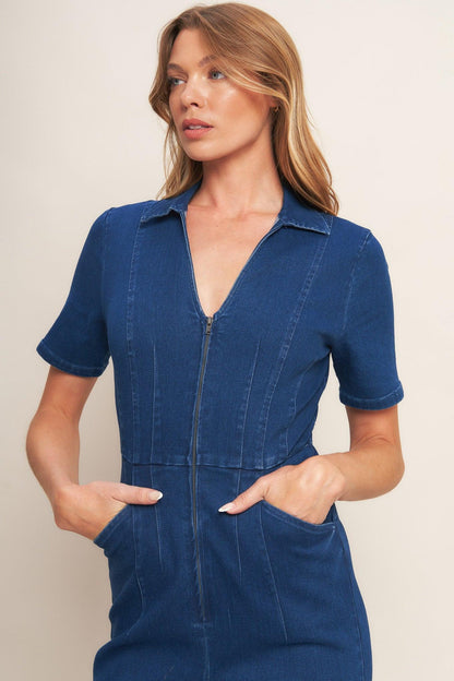Shy Girl Medium Indigo Denim Jumpsuit