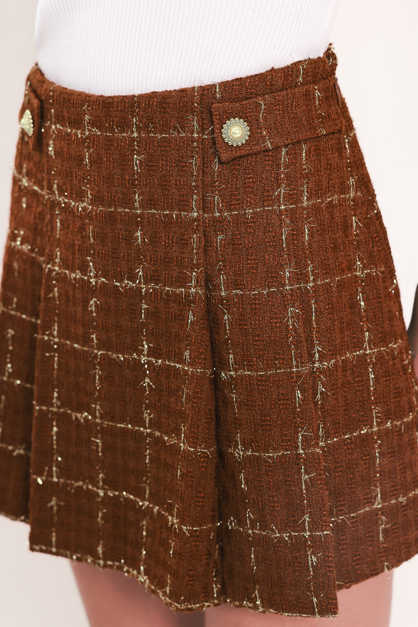 Autumn Plaid Muse Woven Tweed Skort