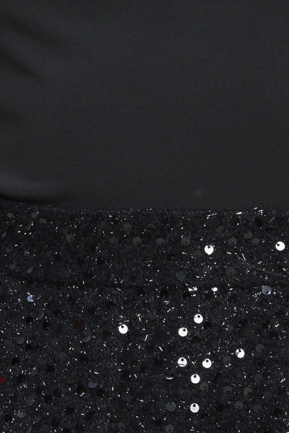 Twinkle Chic Black Top and Sequin Short Romper