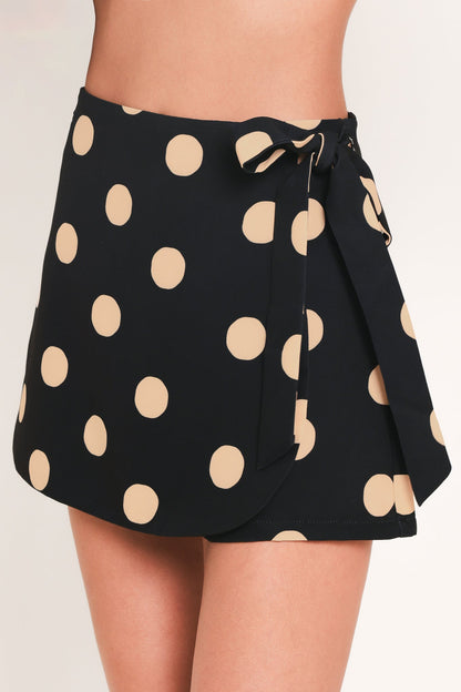 Modern Muse Printed Wrap-front Side-tie Skort