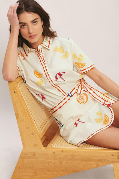 Beach Day Citrus Woven Skort