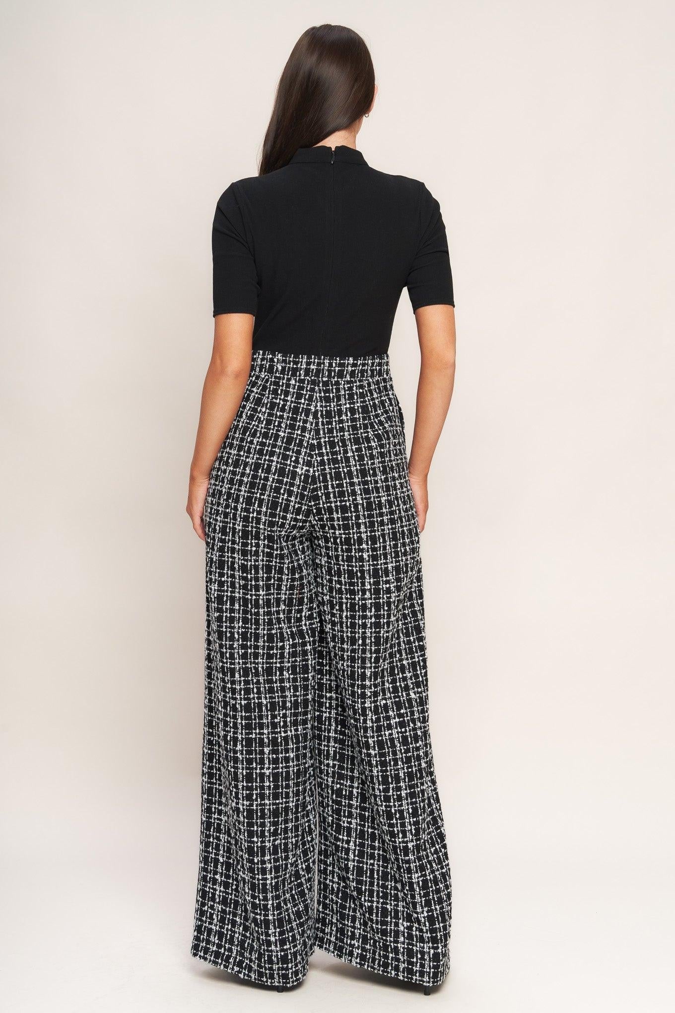 Échec Parisien Knit Top and Tweed Pant Jumpsuit