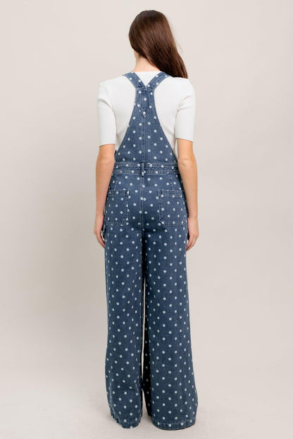 Everyday Polka Overall Denim Jumpsuit