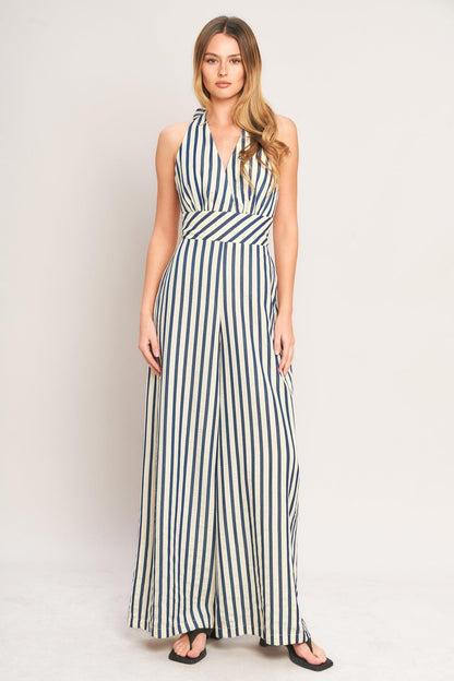 Nautical Breeze Stripe Woven Jumpsuit