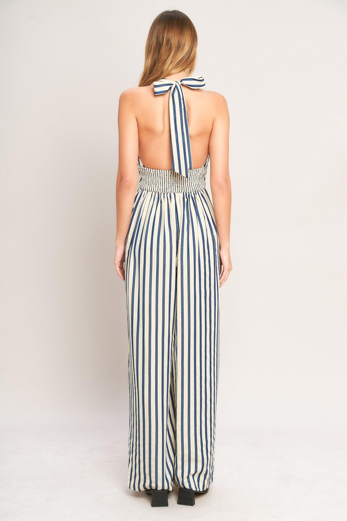 Nautical Breeze Stripe Woven Jumpsuit