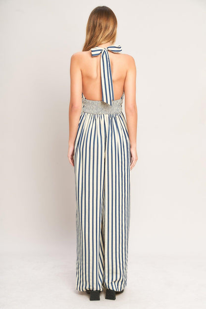 Nautical Breeze Stripe Woven Jumpsuit