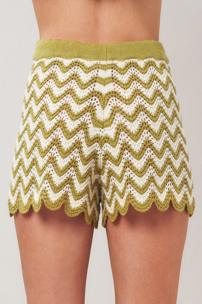 Sunset Stitch Crochet Knit Shorts