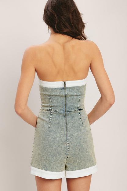 Yacht Club Acid Washed Skort Romper