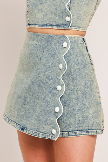 Sweet Detail Denim Skort