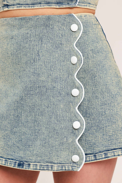 Sweet Detail Denim Skort