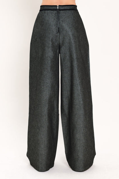 Metallic Hourglass Woven Wide Leg Pants