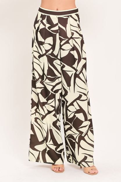 Vanilla Vine Mosaic Woven Wide Leg Pants