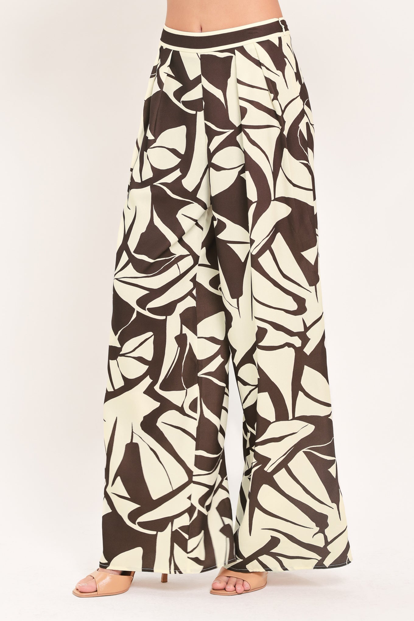 Vanilla Vine Mosaic Woven Wide Leg Pants