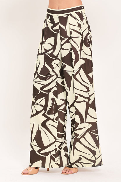 Vanilla Vine Mosaic Woven Wide Leg Pants