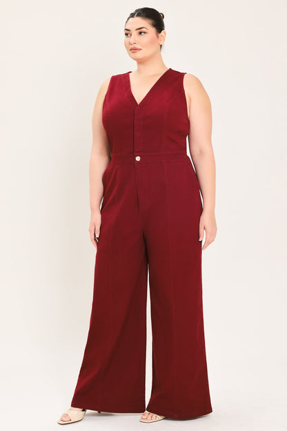 Merlot City Muse Woven Twill Jumpsuit