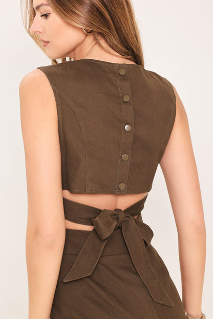 Rich Espresso Woven Jumpsuit
