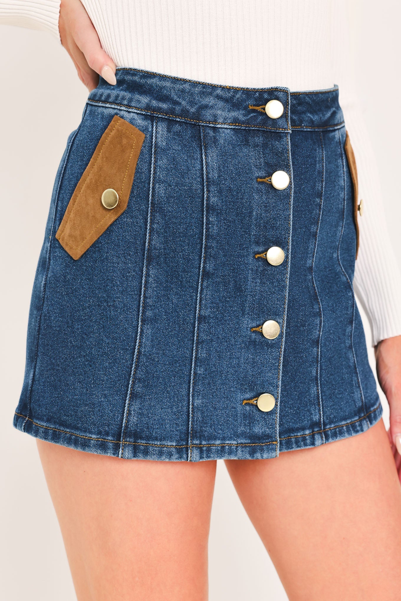 Western Pocket Denim Skort