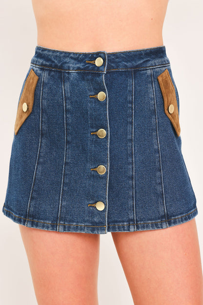 Western Pocket Denim Skort