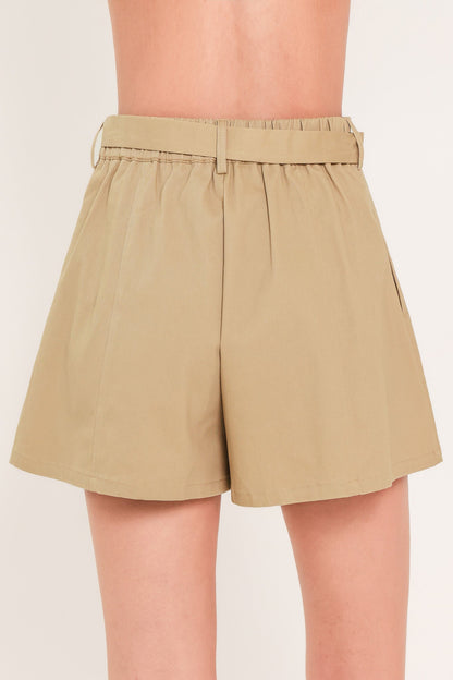 Beige Morning Flutter Woven Shorts