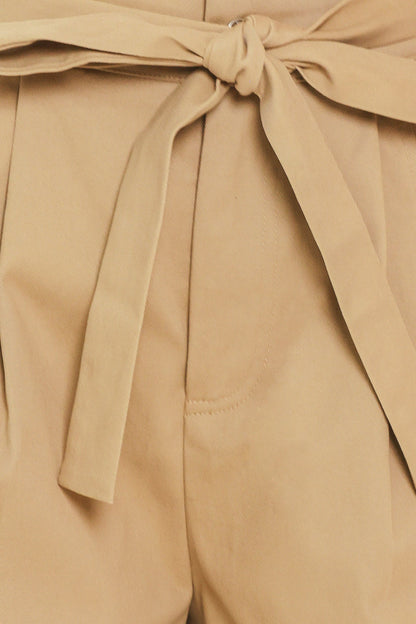 Beige Morning Flutter Woven Shorts