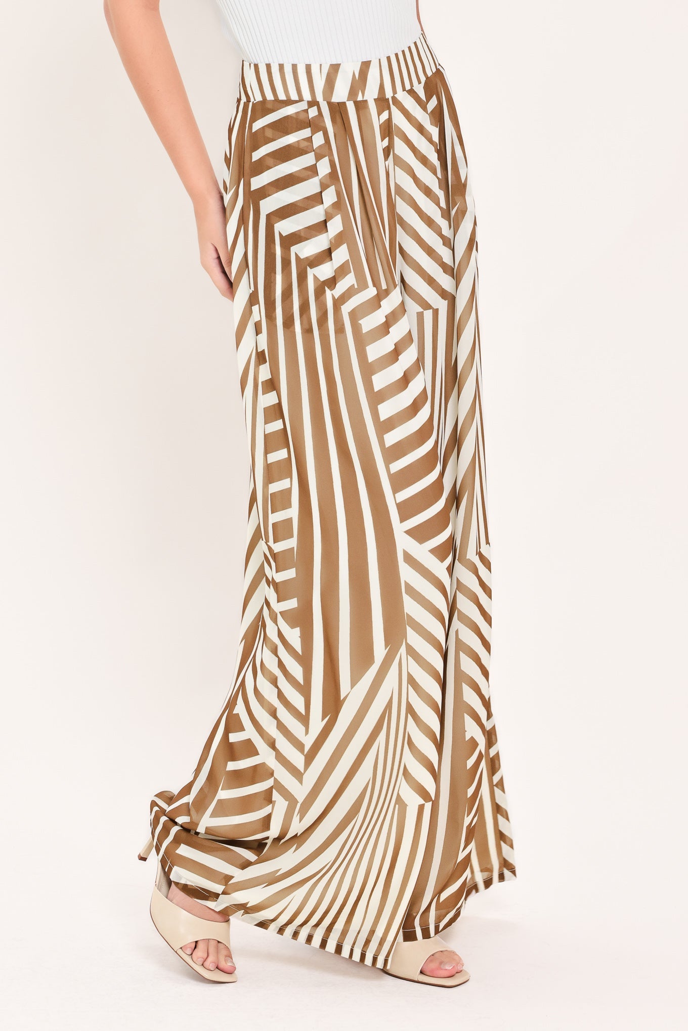 Latte Ribbon Rhapsody Woven Wide Leg Pants