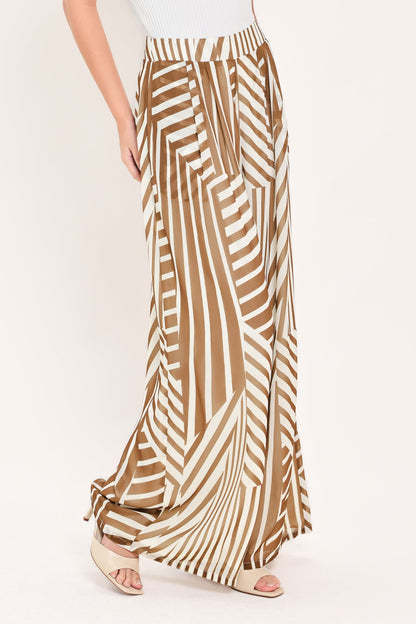 Latte Ribbon Rhapsody Woven Wide Leg Pants