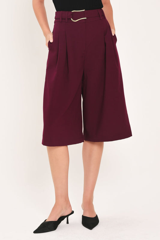 City Chic Buckle Belted Culotte Pants