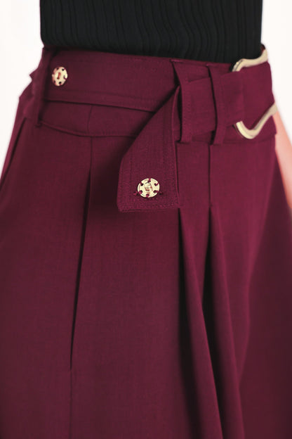 City Chic Buckle Belted Culotte Pants