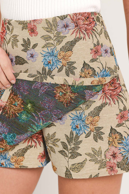 Wildflower Morning Note Woven Jacquard Skort