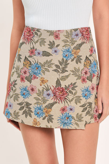 Wildflower Morning Note Woven Jacquard Skort
