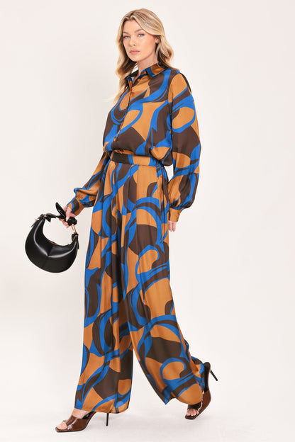 Sienna Wave Statement Woven Wide Leg Pants