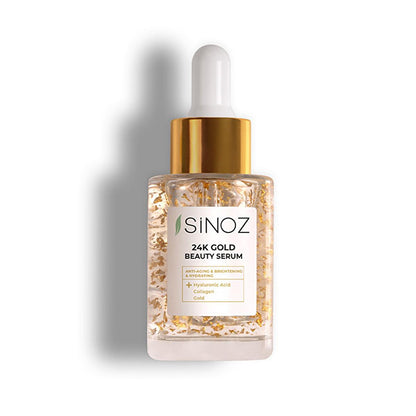Sinoz 24K Gold Facial Serum: Anti-Aging, Collagen & Hyaluronic Acid Serum for Radiant, Firm, and Hydrated Skin - All Skin Types