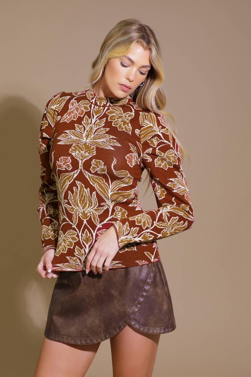 Warm Afternoons Jacquard Sweater Top