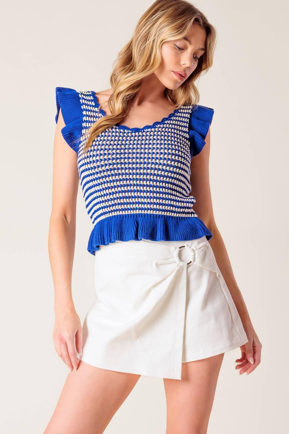 Out West Blue Sweater Knit Top