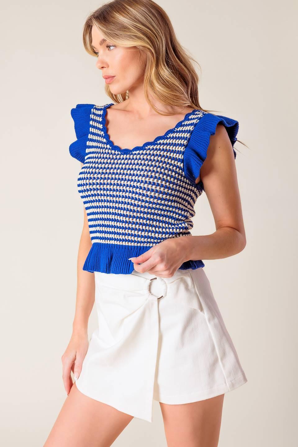 Out West Blue Sweater Knit Top