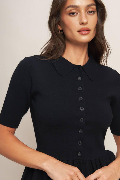 Sweet Serenade Black Woven Top