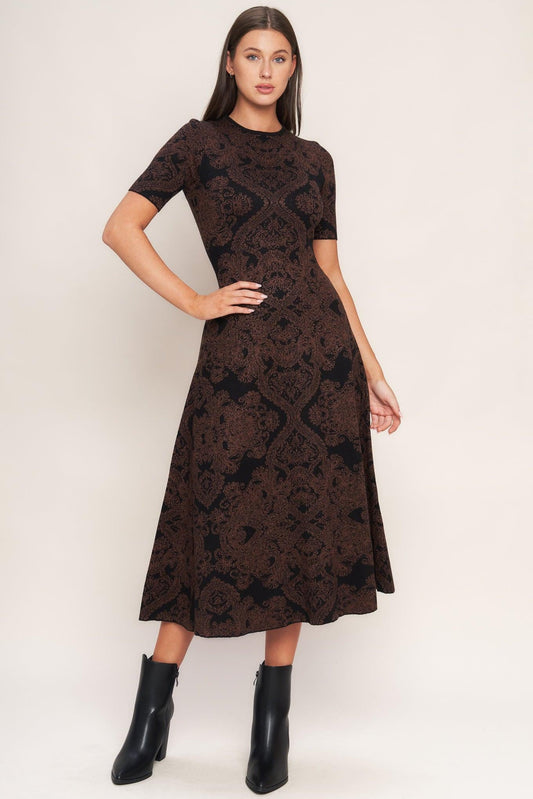 Gothic Muse Jacquard Sweater Midi Dress